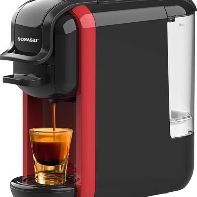 Sonashi 3 in 1 Multifunction Espresso Coffee Machine SCM-4969 – 1450W Coffee Maker with 600ML Detachable Water Tank, 3 Optional Adaptors, Auto Shut Off | Kitchen Tools